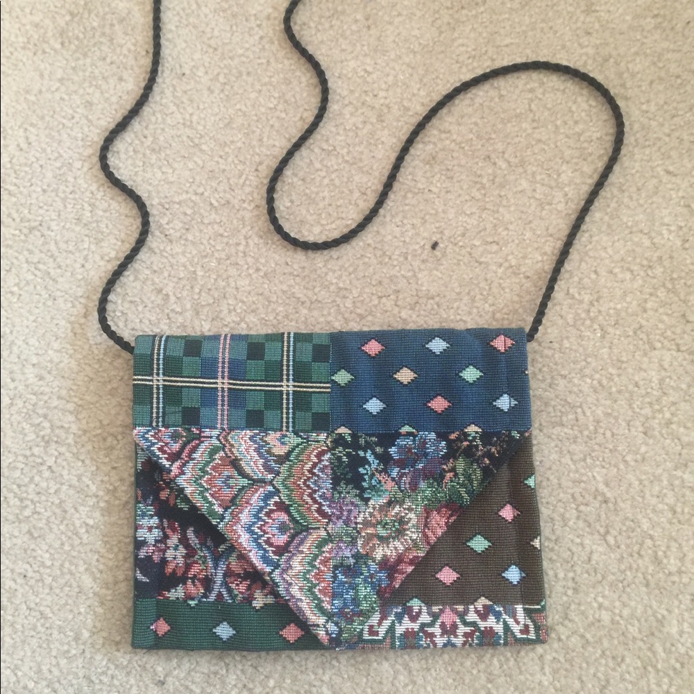 Vintage cloth linen cross body and clutch purse